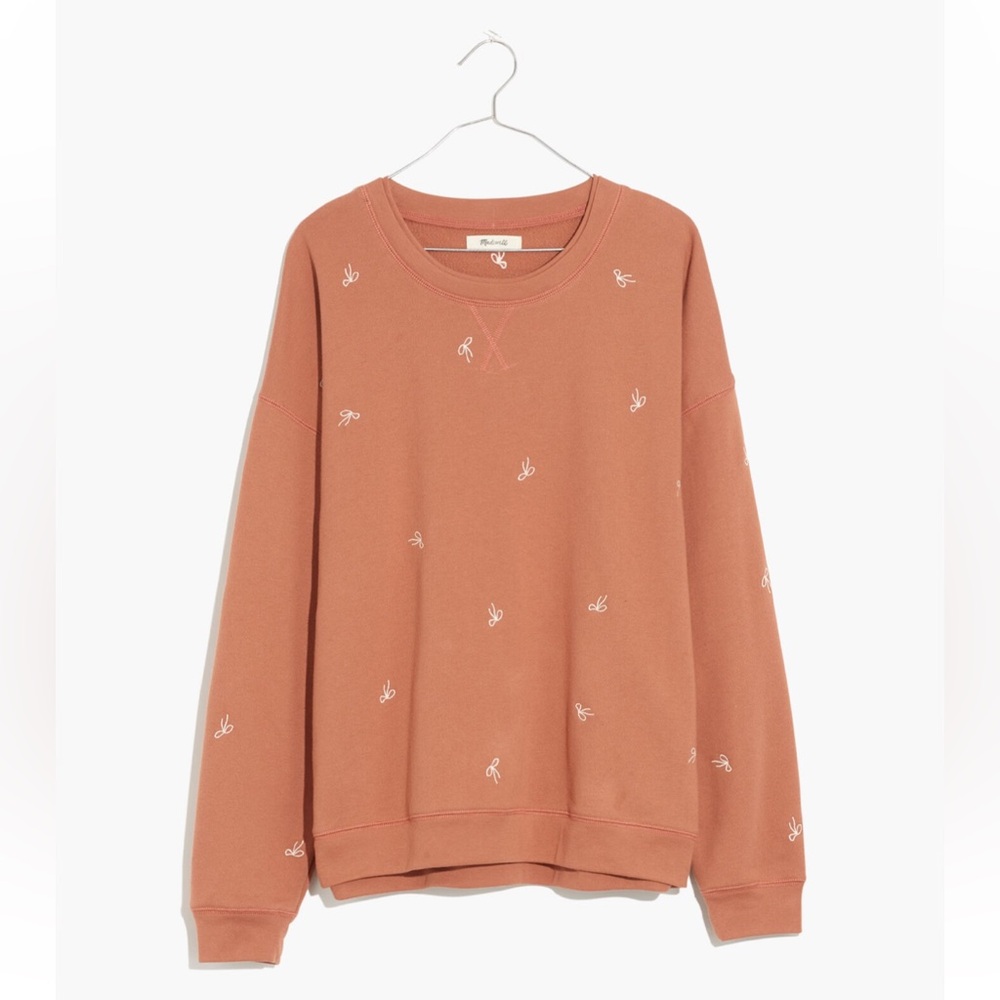 Madewell bow embroidered double crew neck sweatshirt